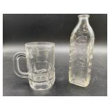 Vintage Glass Baby Bottle w/adorable bunnies,