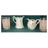 (2) Weimar Germany pitchers and (2) Vtg tiara