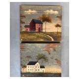 2 Paintings on Canvas over Wooden Frames