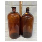 2 Vintage Brown Apothecary Jars