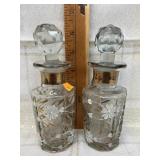 Pair of Hand Painted Glass Bottles