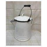 Vintage White Porcelain Cowboy XL Enamelware