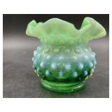 Vintage Fenton Hobnail Vase Lime Green O