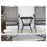 (2) metal outside chairs and a small matching