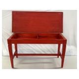 Vtg red wooden pianist bench