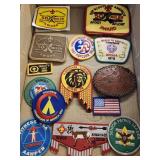 Vtg Belt buckle leather/ Vtg Boy Scouts  patches