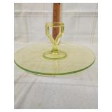 Vtg Uranium Vaseline glass dessert tray