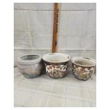 3 Vtg. Chinese porcelain planters