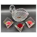 Nachtmann Bleikristal 24% Swan, Rose Paperweights
