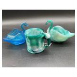 Vintage Glass Swans and Imperial Glass Mug