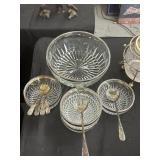 Vtg Crystal and silverplated rimmed bowls and