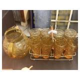 Anchor hocking Lido pattern honey gold glass