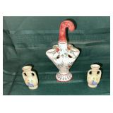 Vtg Italian Porcelain Flower Frog And Miniature