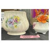 English bone china flower pot figurine and S