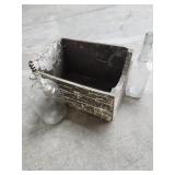 Wood box / Vtg. glass bottles