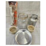 Vtg Glass canister no lid , Blow milk can, 2