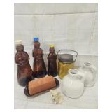Vtg. Butter dish , 2 ceramic jugs, Vtg. Mrs.
