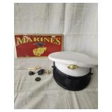 Marine corps dress cap& pins / marines plate