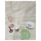 Vtg. Jadeite bowl, Remember me cup, Champaign