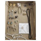 Vtg. Style rings,  gold chain, earrings,