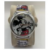 Disney Mickey Watch w/Character Leather Band