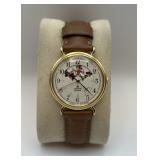 Mickey Mouse Watch W/leather Band By Lorus Quartz