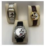 3 Disney Watches - 1 broken band, 1 well worn
