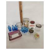 Vtg. Salt container,  Vtg.Blue Glass,  Vtg.