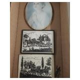 Vtg. Silhouette Art Prints, Vtg Print of Praying