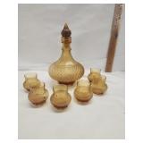 Vtg. Genie Bottle Decanter with 6 Glasses