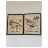 Vtg. Embroidery winning of the west framed, Vtg.