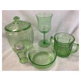 Vintage Green Depression Glass pieces