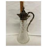 Vintage Silver Plated Glass Claret Carafe pitcher