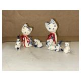 6 piece delft blue porcelain cat family set