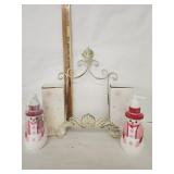 Vtg. Metal wall art, 2 Snowman Decanters Avon