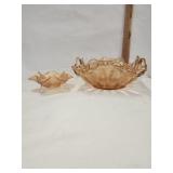 Vtg. Amber Glass Bowl, Vtg. Carnival Glass dish