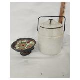 Vtg. Western stoneware Lidded Crock, Vtg. Gouda