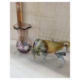 Vtg. Murano Bull, Fenton glass vase