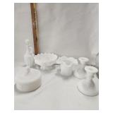 Vtg. L.E. Smith Milk Glass Candl Holders,