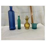 Assorted glass decanters