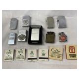 Vintage lighters and advertising match books