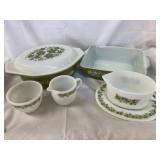 PYREX Green Spring Blossom Casserole dish set,