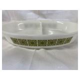 Vintage PYREX Verde Square Flowers casserole dish