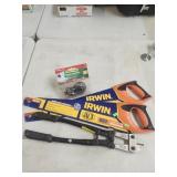 2 IRWIN universal saw, Bolt cutter, Toilet flapper