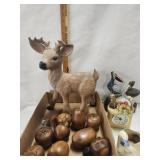 Ceramic Deer, Wood Fruit,  Swan planter,