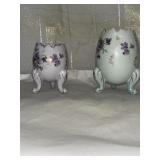 Two cracked egg looking 3 footed vase planters b