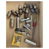 Assorted Sockets, wrench, screwdriver, m