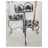 Black coated steel plant stand