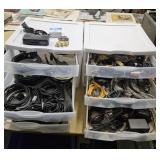 2 totes video & audio cables, wire, & splitters
