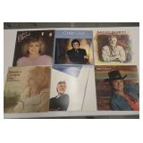 6 country music vinyl record albums: Cash, Rogers,